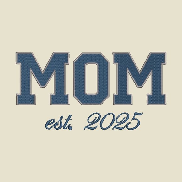 MOM Embroidered Adult Unisex Crewneck Sweatshirt New Mom 2025 Navy Blue Thread - Picture 7 of 9